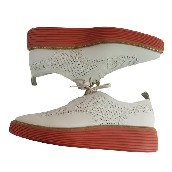 NIB! COLE HAAN! OG PLATFORM WINGTIPS,  CREAM GENUINE LEATHER, RED SOLE! 11B main image 4